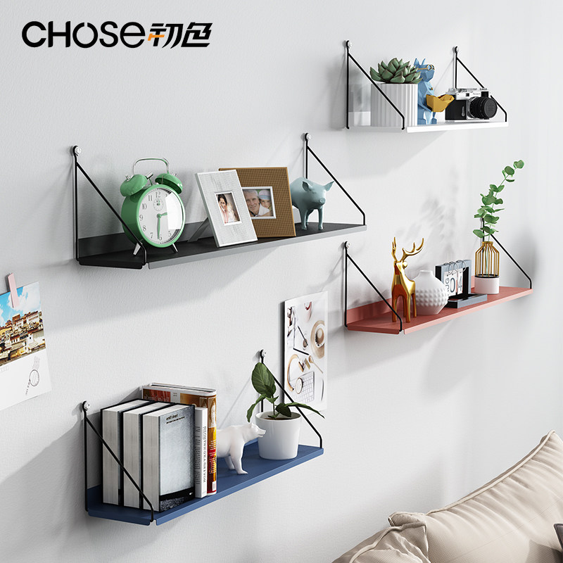 Wall Shelf Bedroom Bookshelves Creative Day Style Wall Hanger Iron Art Hollowed-out Living-room Containing Deck Shelves