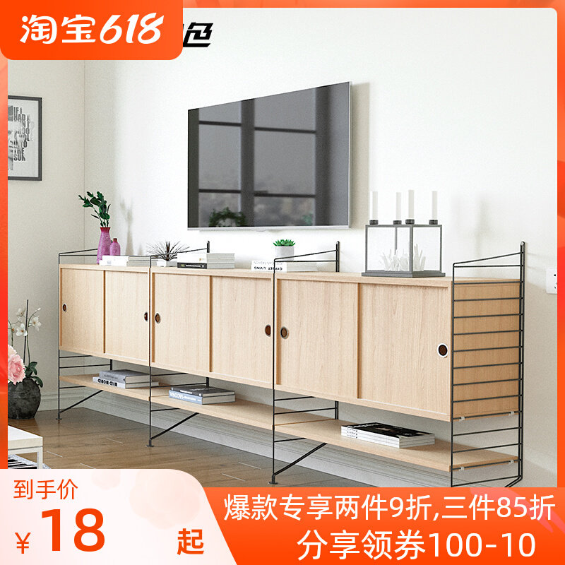 Nordic TV Cabinet Living Room Modern Minimalist Bedroom Solid Wood Dwarf cabinet Small Household Type Containing Cabinet Solid Wood Combined Wall Cabinet