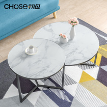 Nordic Round Tea Table Minimalist Iron Art Imitation Marble Living Room Creative Furniture Black Sofa Tea Table Small Round Table