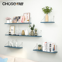 Nordic wall shelf Living room set-top box Set-top Box Wall wall Wall Bookcase Bedrooms with perforated solid wood