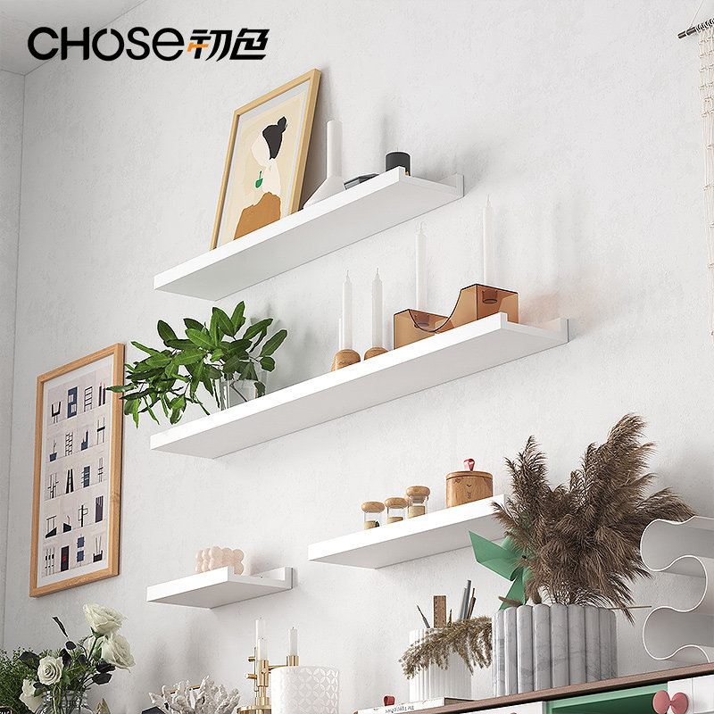 Solid Wood Wall Shelve Shelf Free To Punch Multi-Laminate Partition Wall Wall-mounted Partition TV Wall Trim Customised Wooden Boards