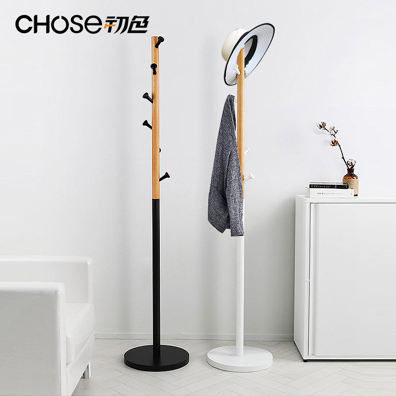 Cloakstand Nordic ins solid wood Easy clothes rack Bedrooms Home vertical clothes hanger floor hangers Single-pole style