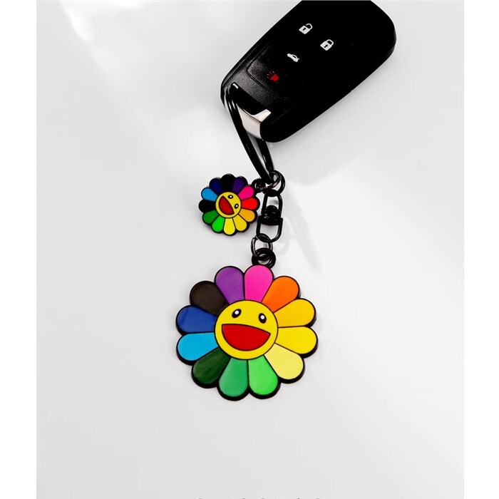 Cartoon Smiling Sunflower Keychain Japanese Takashi Murakami Sunflower Bag Pendant Flower Keychain Cartoon Smiling Sunflower Keychain Japanese Takashi Murakami Sunflower Bag Pendant Flower Keychain