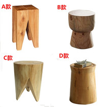 Solid wood pier log stool living room wooden pile solid wood pier creative stool side of several ornaments low stool sitting Pier tree Pier