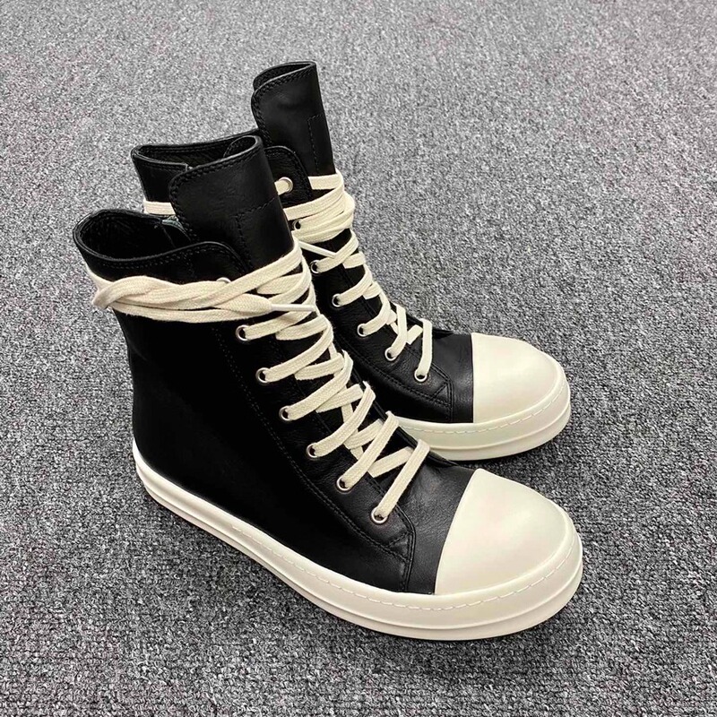 Autonomous Rick Genuine Leather Ro Shoes High-Top Black American-Style Ro Sneakers Men's Trendy Versatile Height-Increasing Women's Casual Shoes Autonomous Rick Genuine Leather Ro Shoes High-Top Black American-Style Ro Sneakers Men's Trendy Versatile Height-Increasing Women's Casual Shoes