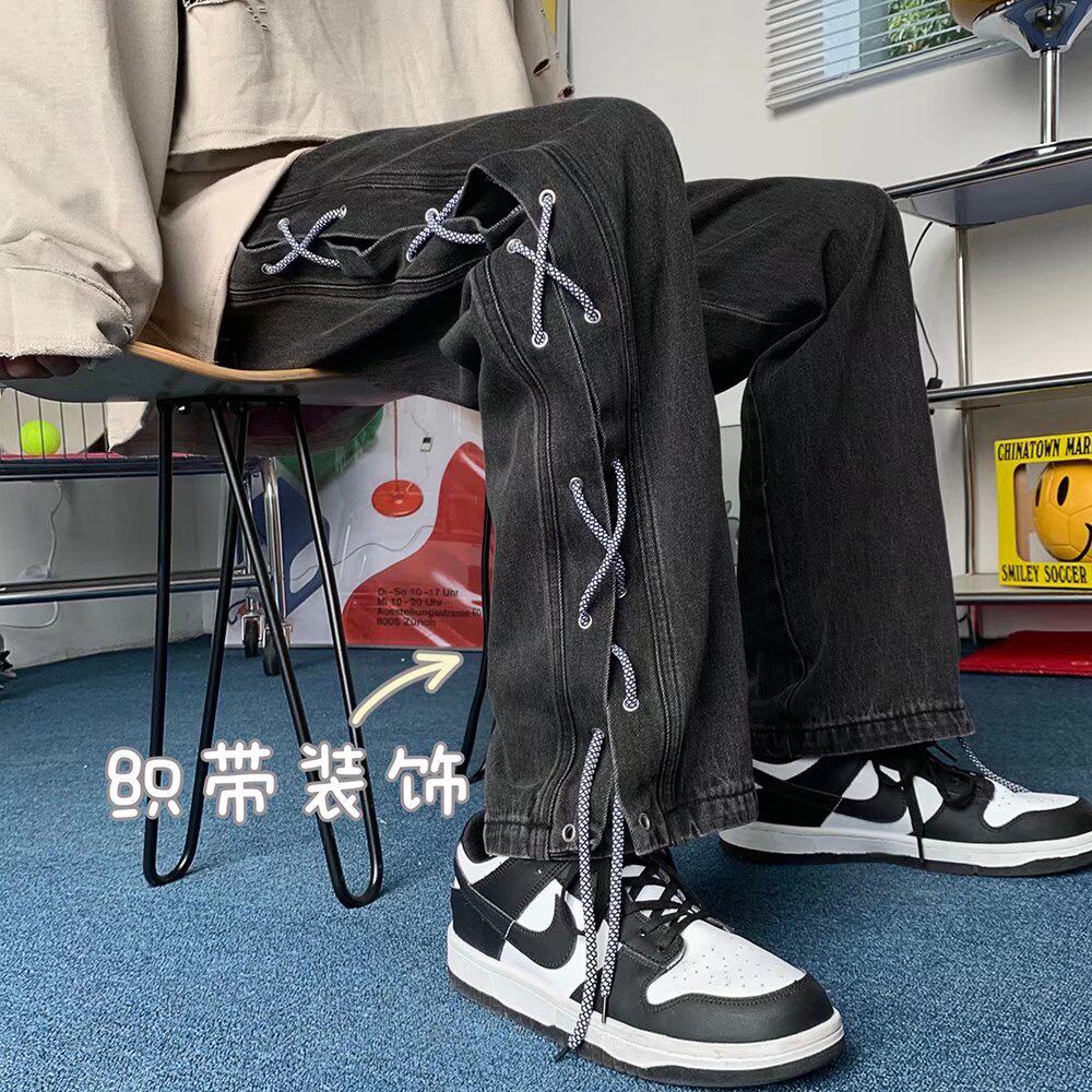 Jeans Men's Spring Autumn Straight Barrel Loose American Street Oversize Pants High Street Ins Tidal port Wind Fried Street