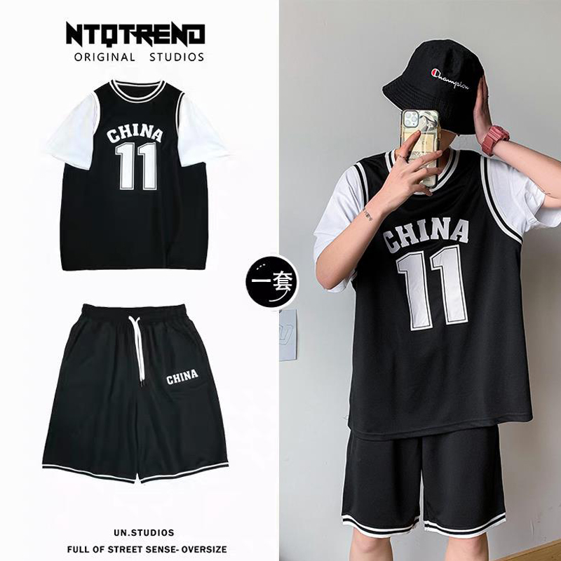2020 summer new sports suit T-shirt shorts two-piece basketball student loose No 11 jersey couple