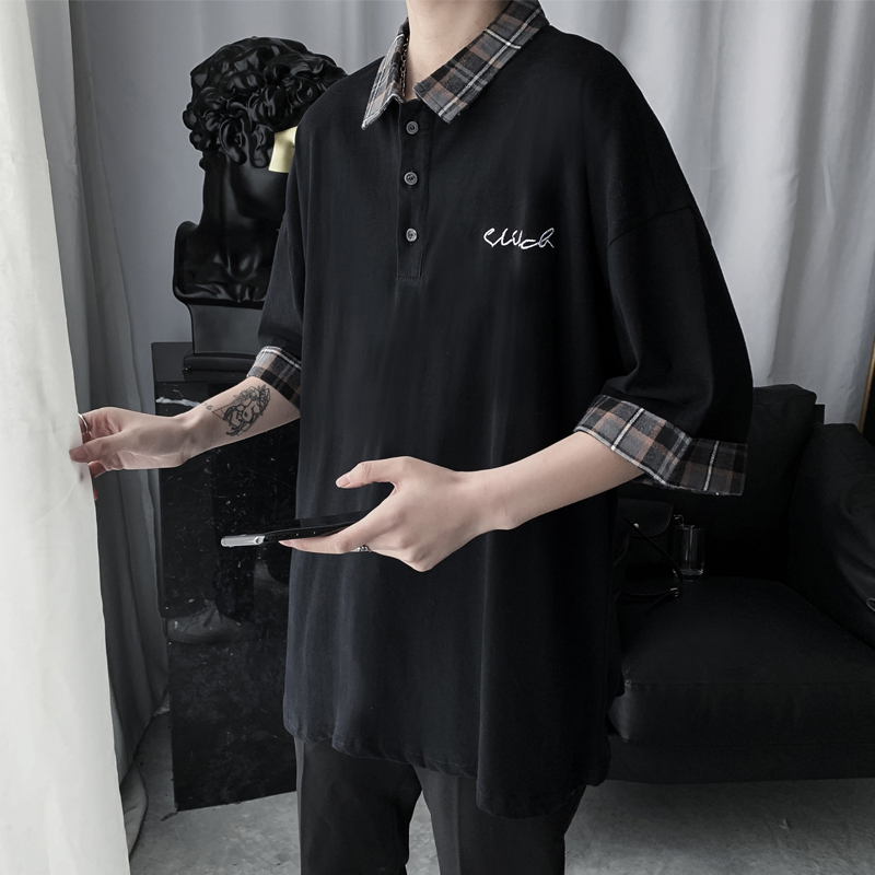 polo shirt half sleeve male tide summer leave two blouses port wind t-shirt male short sleeve boomer personality fashion 100 hitch