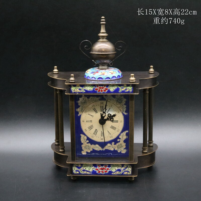 Antique Clock Collection Classical Enamel Color Cloisonné Grandfather Clock Mechanical Clock Ornament Manual Clockwork Clock