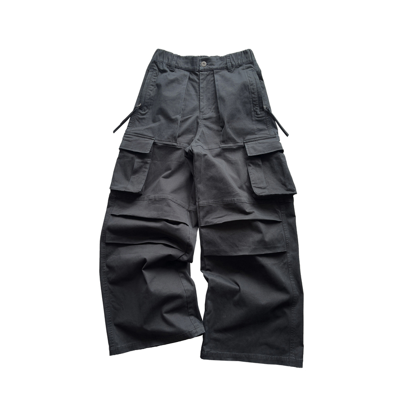Fauncrew Three-Dimensional Multi-Pocket Loose Straight-Leg Baggy Washed Vintage Pleated Workwear Cargo Pants Fauncrew Three-Dimensional Multi-Pocket Loose Straight-Leg Baggy Washed Vintage Pleated Workwear Cargo Pants