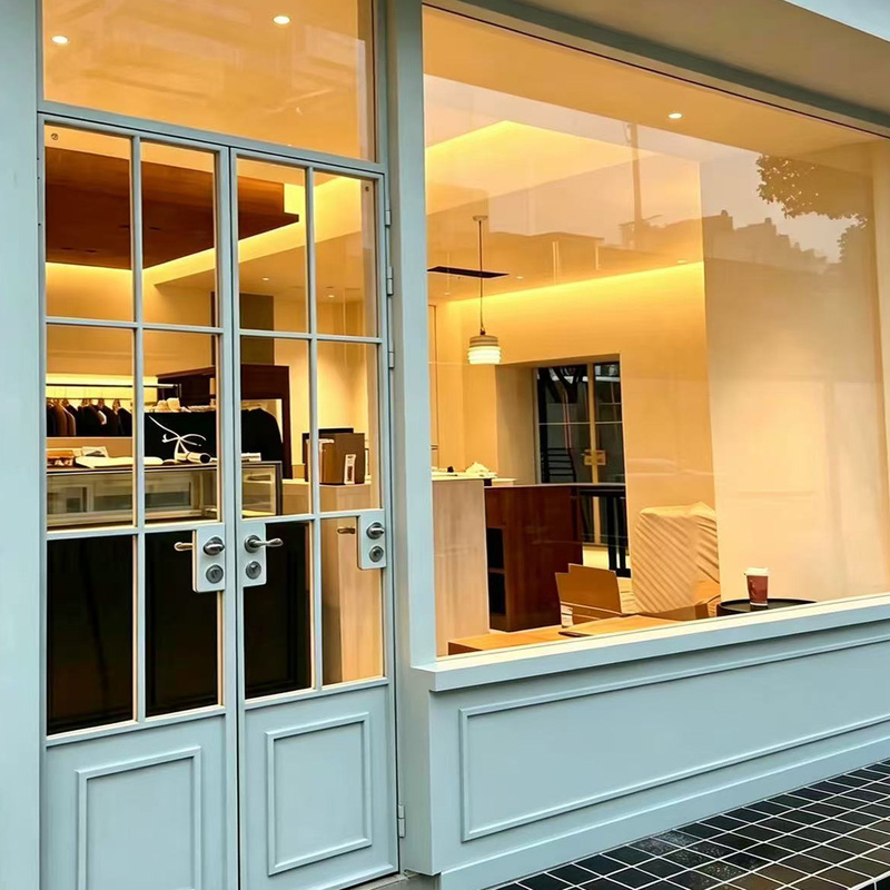 French-Style Vintage Shop Door, Wrought Iron Entrance Glass Door, Double-Door Main Entrance, Café and Milk Tea Shop Lattice Double-Door French-Style Vintage Shop Door, Wrought Iron Entrance Glass Door, Double-Door Main Entrance, Café and Milk Tea Shop Lattice Double-Door