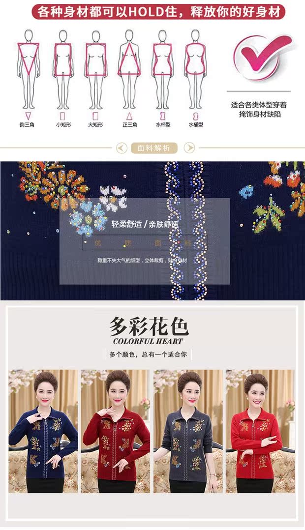 Áo sơ mi nữ trung niên Quần áo mùa thu và mùa đông Mẹ trung niên tải áo len dày đan áo len cardigan áo len gile nữ