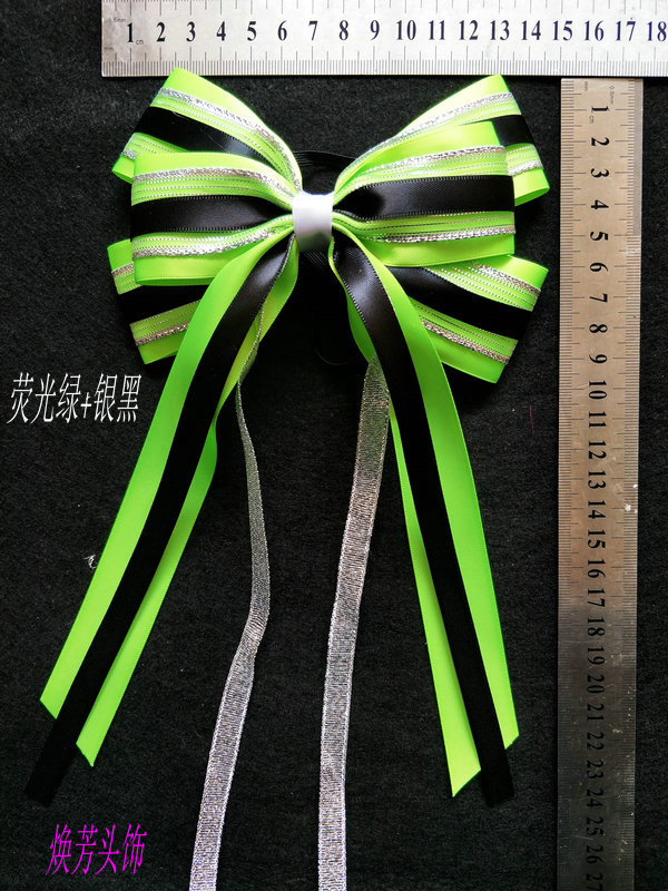 Cheerleader Cheerleader Fitness Dance Modern Dance Performance Butterfly Knots Fluorescent Green Head Accessories Hair Accessories
