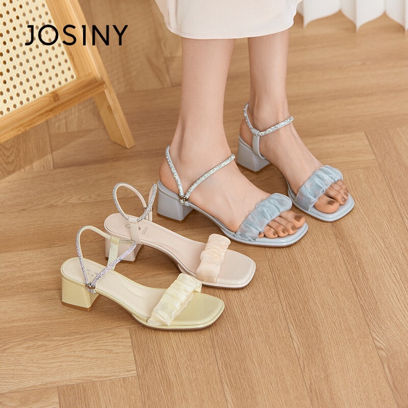 Zhuoshini High-Heeled Sandals for Women 2023 Summer New Elegant Fairy Style Open Toe Thick Heel Increased Buckle High Heels for Women