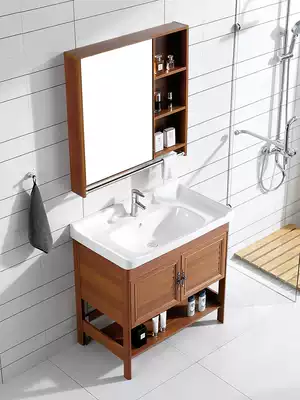 Space aluminum bathroom cabinet combination floor-standing washbasin wash basin small apartment dressing room simple modern