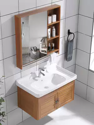 Space aluminum bathroom cabinet combination hand washing basin small apartment dressing room washing table basin mirror modern simple