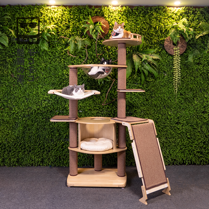 MOKO Solid Wood Large Cat Climbing Rack Hammock Space Bowl Cat Villa Cat Toy Cat Climbing