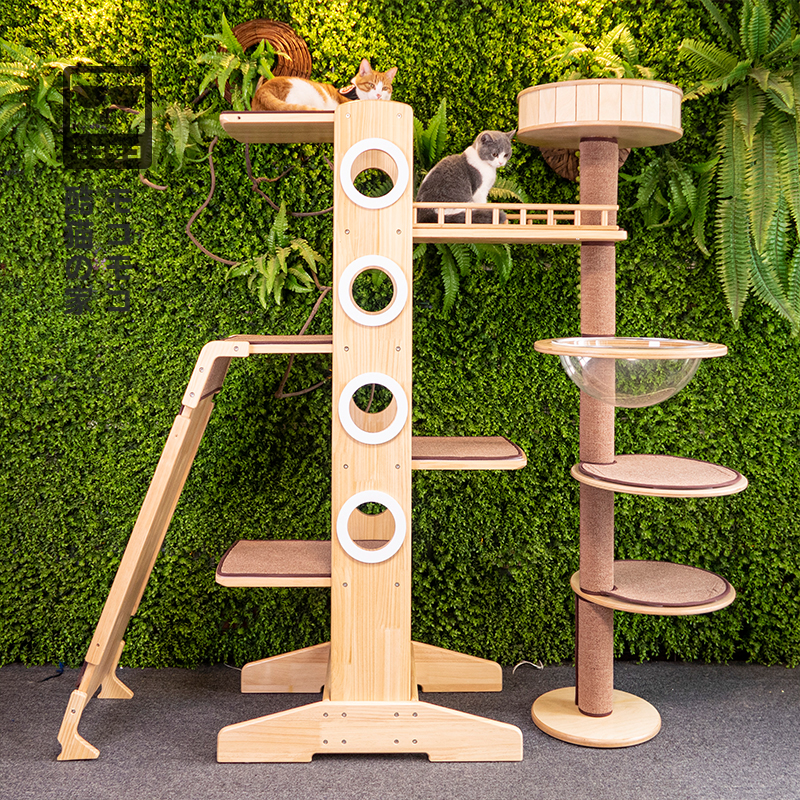 moko cat climbing frame cat nest cat tree integrated large solid wood cat villa widen cat scratch board ragdoll