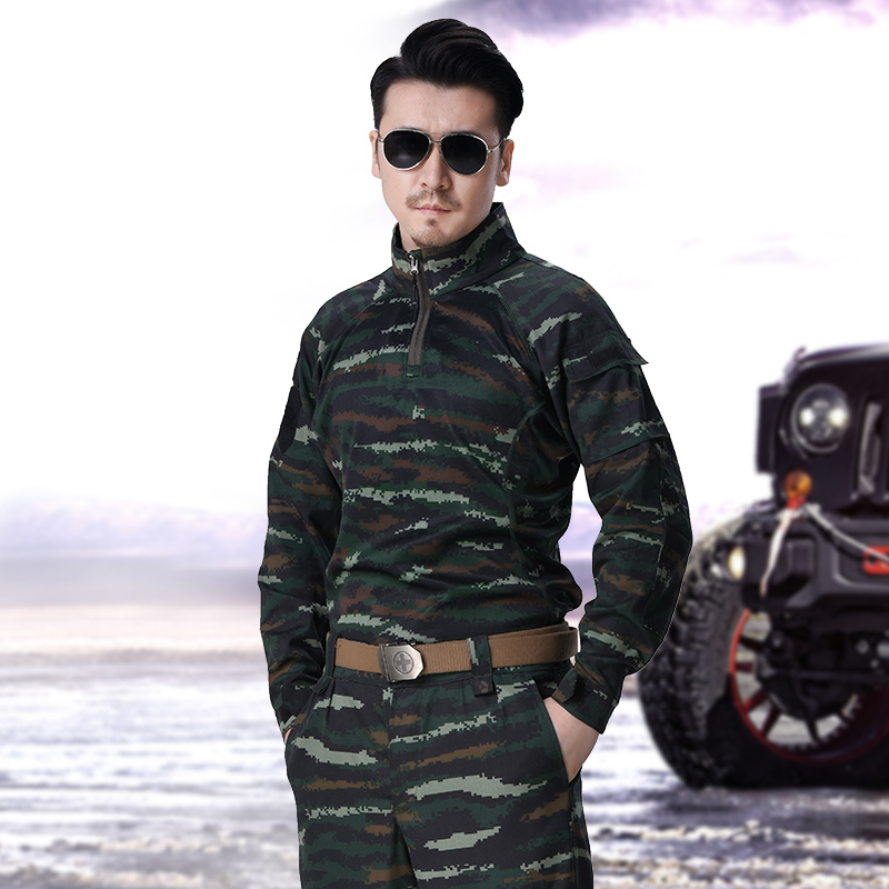 Tiger camouflares suit for outdoor tactics suit men's wear and labor workwear student military training to wear summer thinness