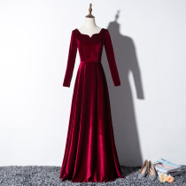 Toast dress bride autumn 2021 wedding new engagement party long thin red chorus evening dress womens long sleeve