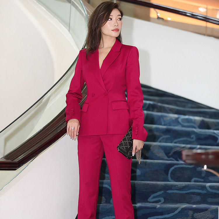 MAGGIEMA Ma Jing show (business host) light luxury sympathy red narrow-footed slim-fit suit women's clothing