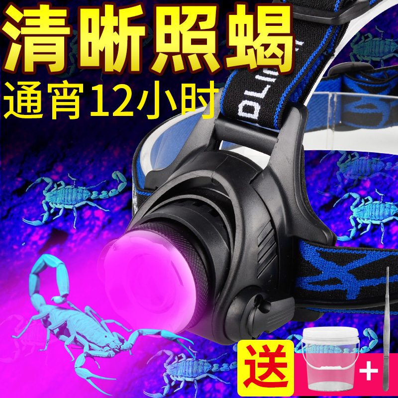 Special Lamp for Scorpions, Strong Light, Head-Mounted Flashlight, Rechargeable, Dual-Purpose, High-Power, Ultra-Bright Purple Light, Long Battery Life
