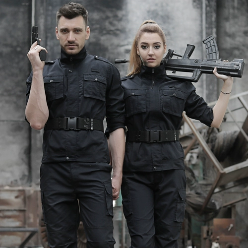 盾郎 Осенний комплект подходит для мужчин и женщин, черный лонгслив, износостойкая дышащая униформа для работы