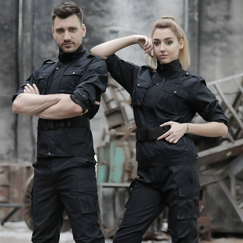 盾郎 Осенний комплект подходит для мужчин и женщин, черный лонгслив, износостойкая дышащая униформа для работы