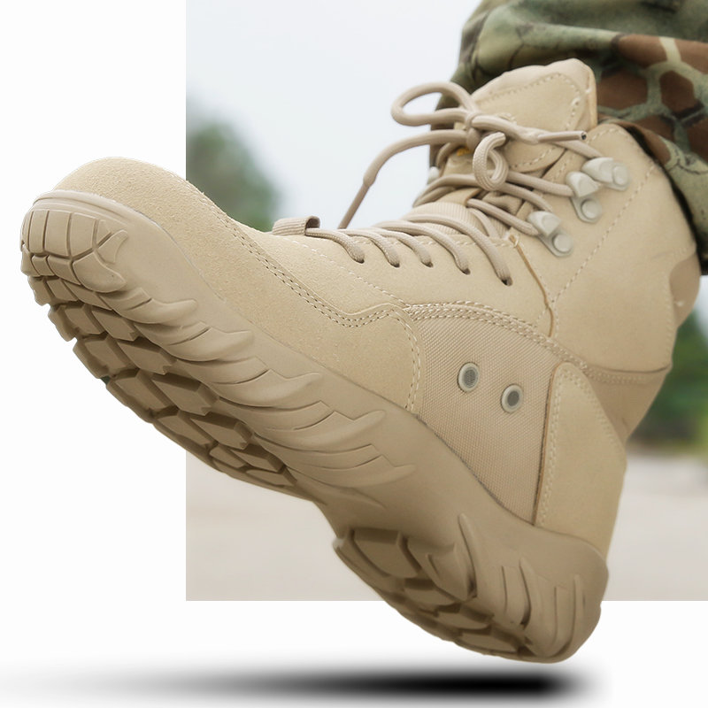 Spring Autumn Season Combat Boots Men Super Light Outdoor Wear Resistant Tactical Boots Waterproof Combat Training Shoes Desert Boots Mountaineering Shoes
