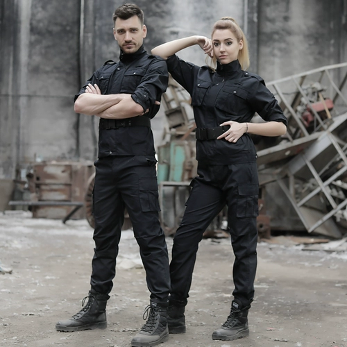 盾郎 Осенний комплект подходит для мужчин и женщин, черный лонгслив, износостойкая дышащая униформа для работы