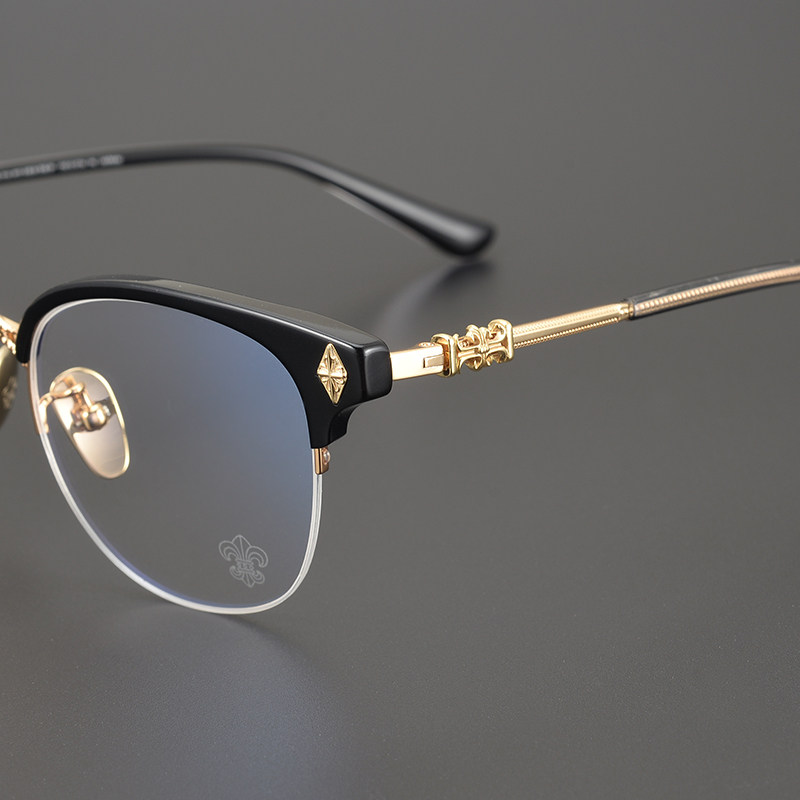 RoaenEye Mirror Retro Pure Titanium Semi frame Men and women Size faces with Myopia Super Light Anti-Blue Light Business Expato