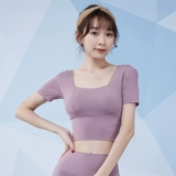 Эластичная летняя одежда для йоги, сексуальный спортивный топ с чашечками для тренировок для спортзала, в обтяжку, для бега, короткий рукав