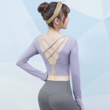 Осенний спортивный лонгслив для йоги, футболка, сексуальный топ с чашечками для тренировок для спортзала, в обтяжку, для бега