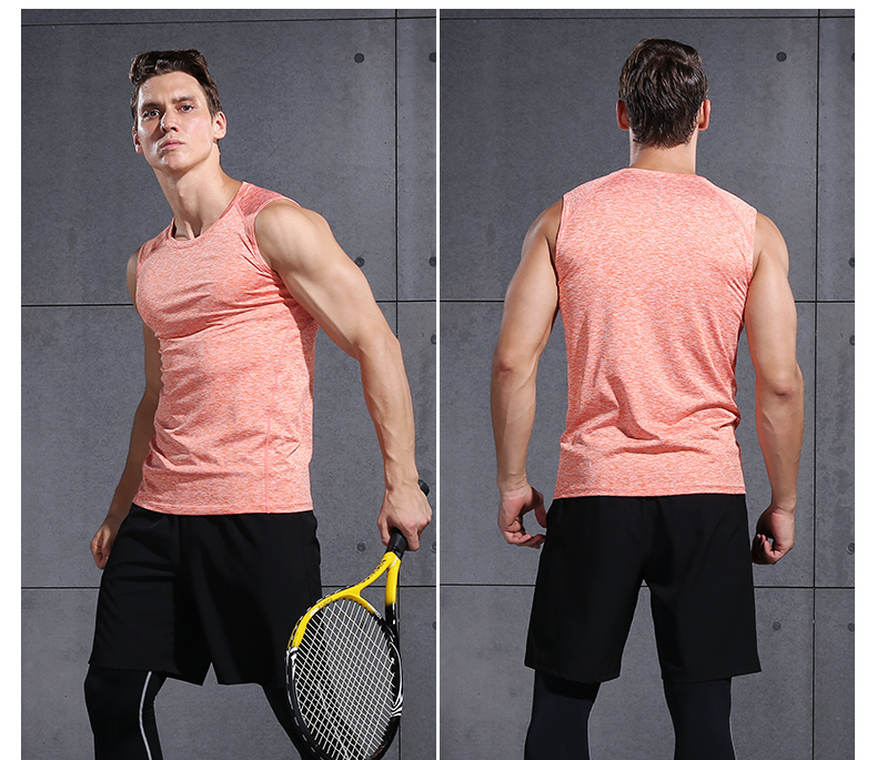 Vansydical Men Running Vests Quick Dry Compression Tights Gym Tank Top Sportswear Fitness Sleeveless T-shirts Sport Running Vest 15