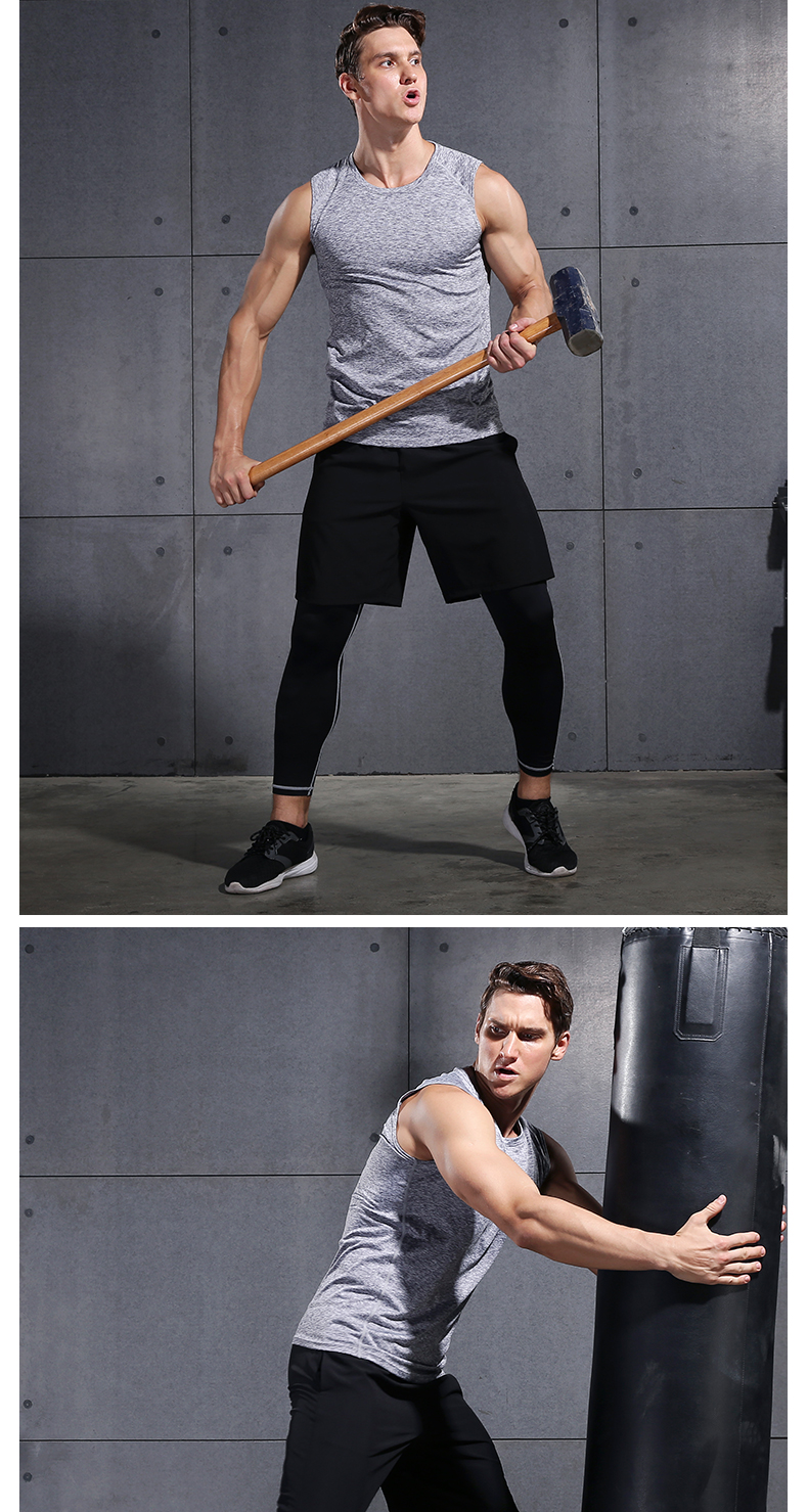 Vansydical Men Running Vests Quick Dry Compression Tights Gym Tank Top Sportswear Fitness Sleeveless T-shirts Sport Running Vest 8
