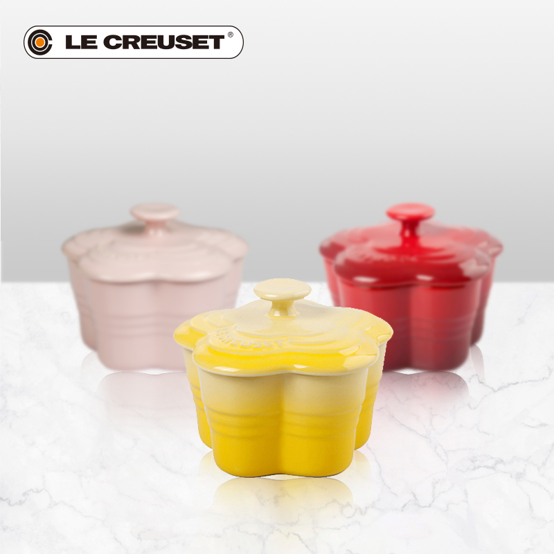 LE CREUSET cool color stoneware flower - like bake pot baking cake with cover small mini storage bowl dessert bowl