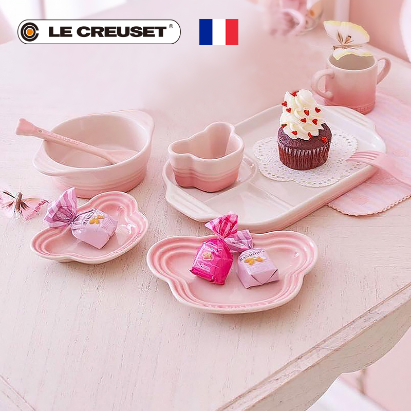 France cool color LE CREUSET stoneware children cutlery set creative girl express it in baby pink blossoms