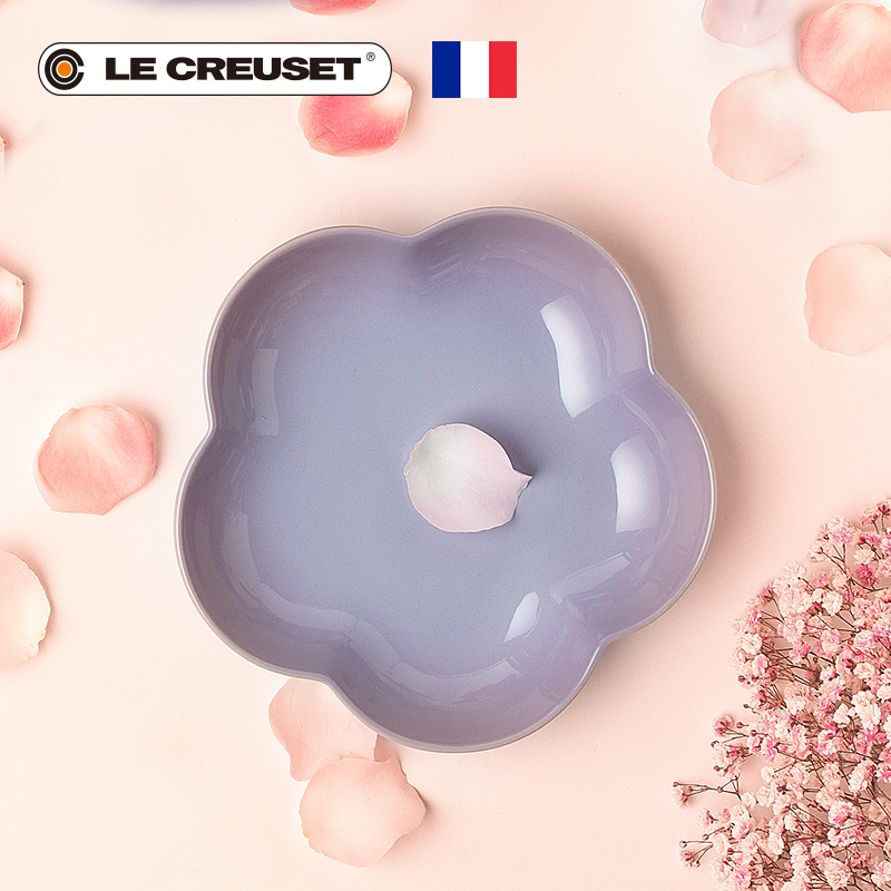 France 's LE CREUSET flower - like deep cool color medium plate 2 woolly stoneware home afternoon tea sweet fruits