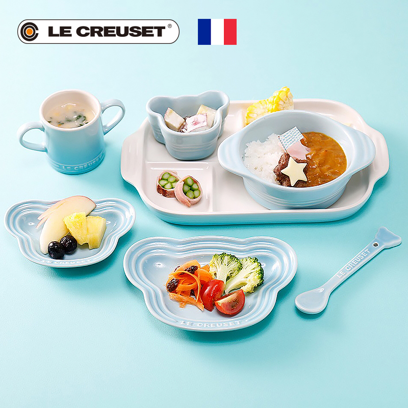 France cool color LE CREUSET stoneware 7 children tableware suit baby son birthday gift the sky blue