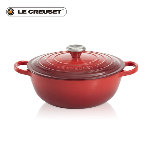 Французский Le Creuset Cool Import Black Emale Cast Iron Iron Pot 28 см в глубину