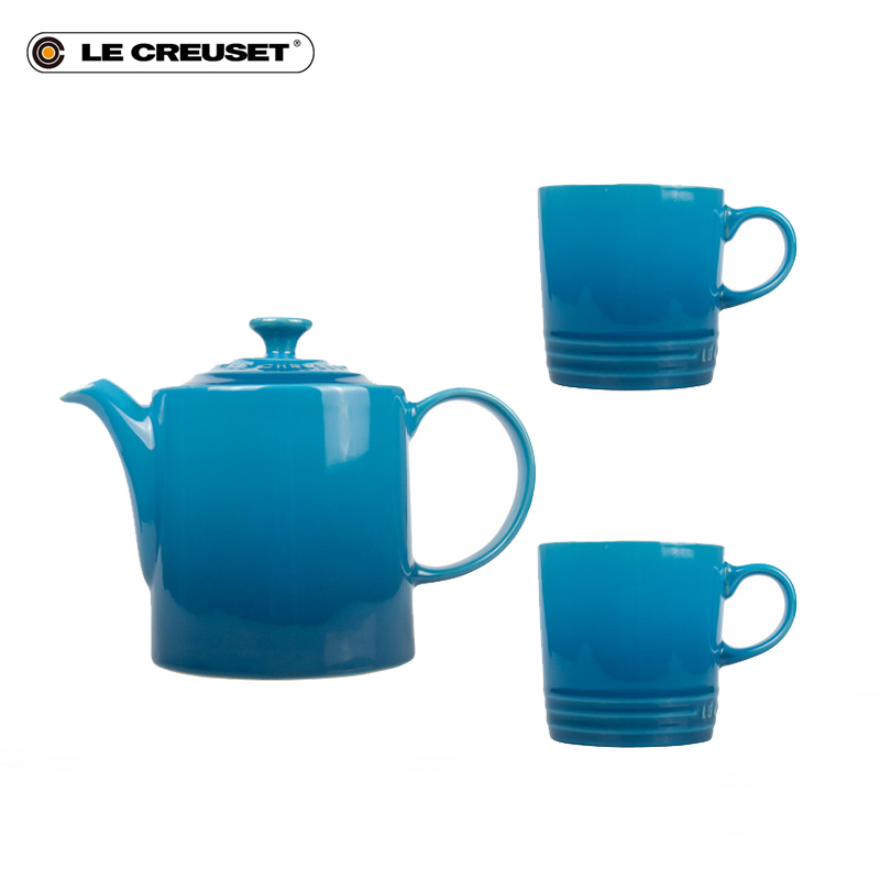 France 's LE CREUSET cool color ceramic British tea kettle 0.7 L + 350 ml hot water mark cup 2