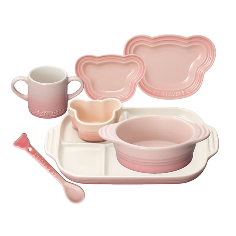 France cool color LE CREUSET stoneware children cutlery set creative girl express it in baby pink blossoms