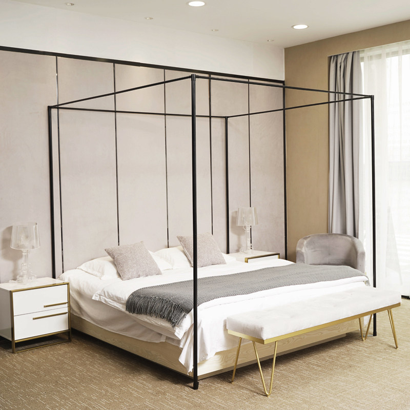 High-end custom mosquito net rack Home Stainless Steel Bracket Fixed Palace Tinting Ground Alloy Tee accessories thickened coarse