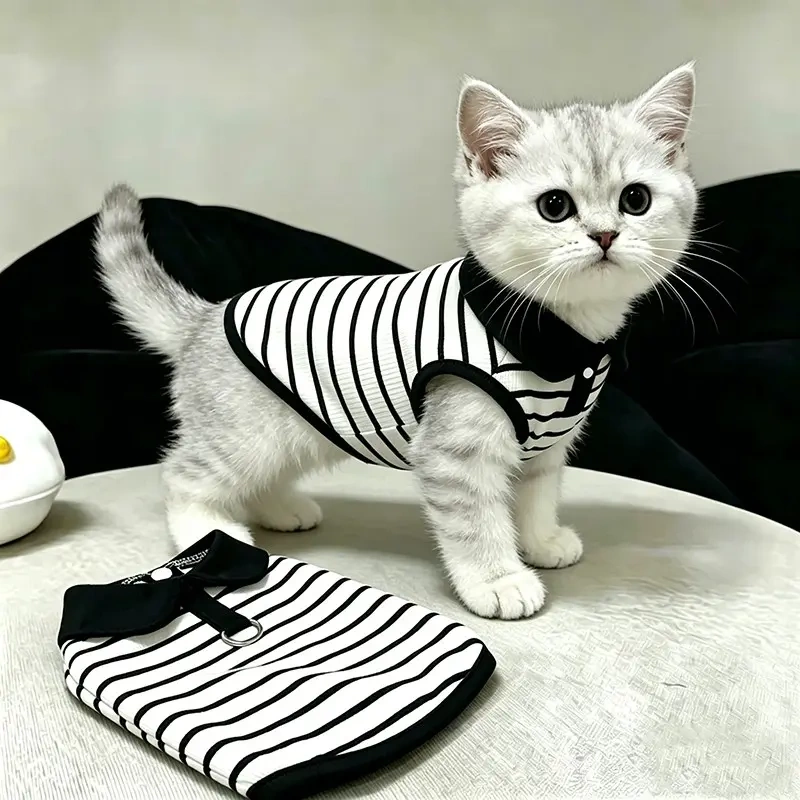 Cat Clothes Summer Thin Anti-Shedding Polo Shirt Vest Pet Dog Ragdoll Cat Golden Tabby Kitten T-Shirt