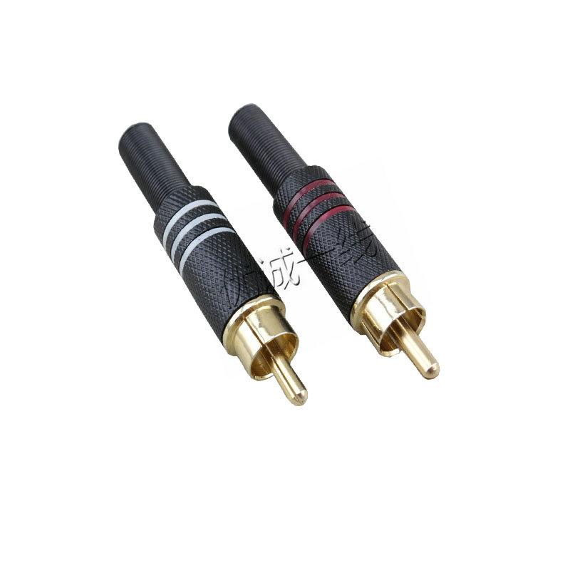 Real shot gold-plated AV plug power amplifier mixer speaker welding head RCA audio and video Lotus RCA wire hole 6mm