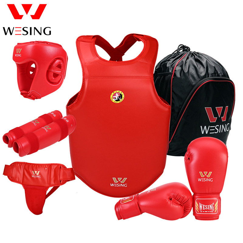 Jiuzhishan wesing sanda protective gear bag Children's boxing gloves leg protectors Men and women combat training helmet chest protection 13 models