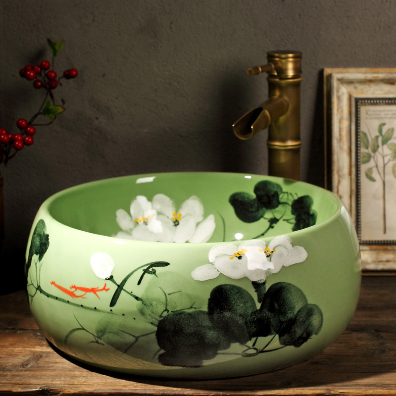 Ceramic Terrace Basin Art Washbasin Oval Makeup Room Washbasin Face Basin Eu Style Retro Washbasin Home