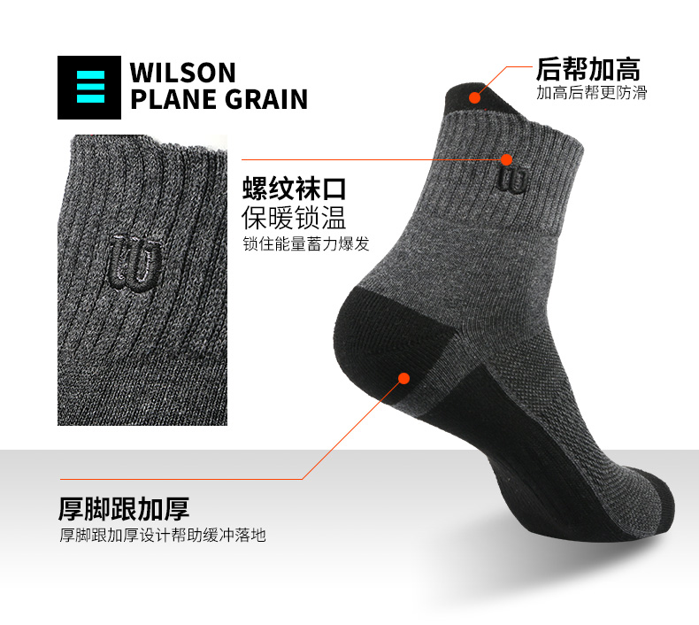 美国 威尔胜Wilson 专业运动袜 3双 商超同款 加厚毛巾底设计 图7