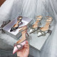 Rhinestone bowknot sandals fairy style temperament summer all-match buckle with straps stiletto pointed toe Baotou high heels