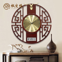 Fenglan love new Chinese pure copper deer head clock clock wall clock calendar Creative mute decoration Chinese style quartz clock
